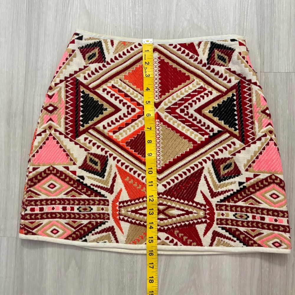 Topshop Women Skirt Mini Aztec Geometric Tapestry MultiColor Woven Festival US 4 - Picture 5 of 11